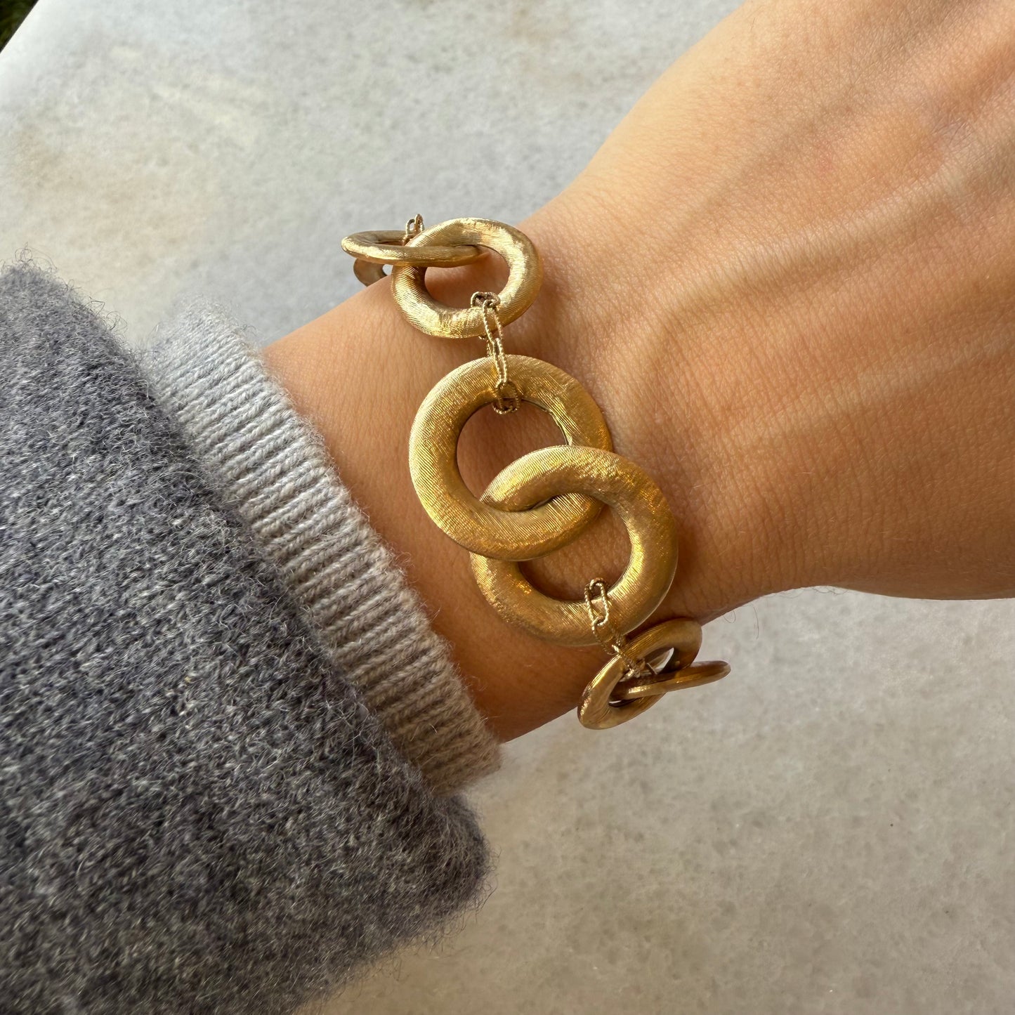 Italian Brushed Gold Jumbo Links Bracelet