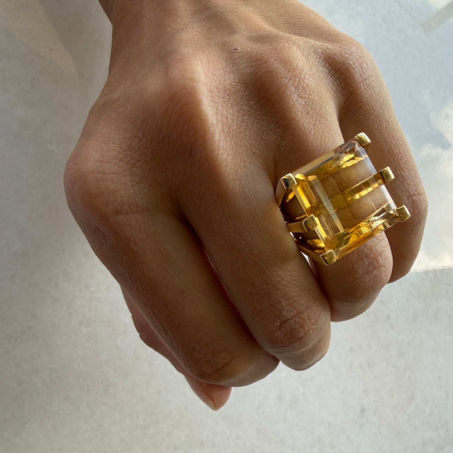 3 Row Citrine Cocktail Ring
