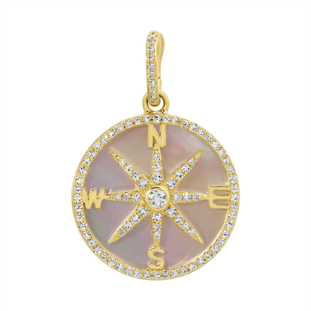Small Diamond & Mother of Pearl Compass Charm