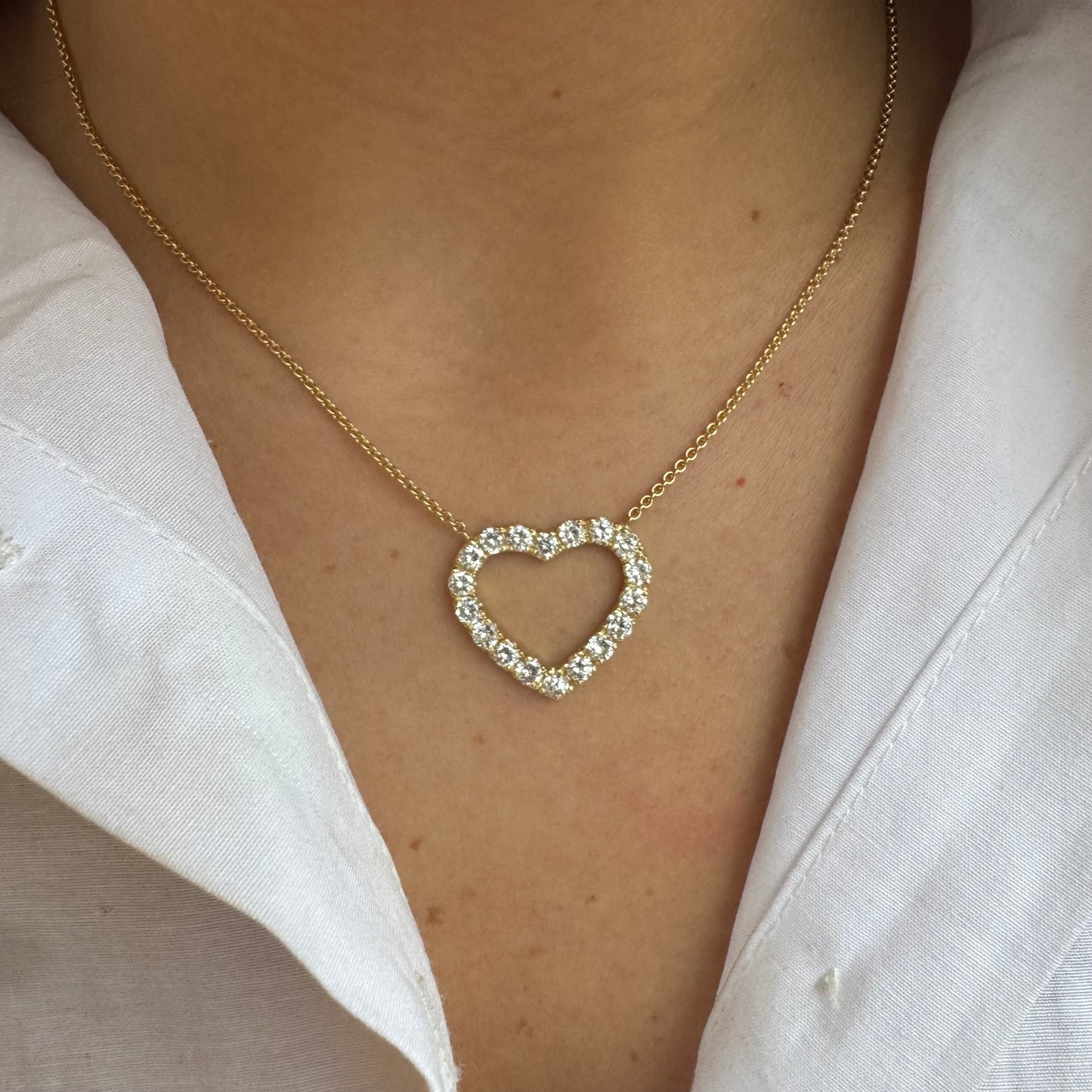 Large Open Diamond Heart on Chain Necklace