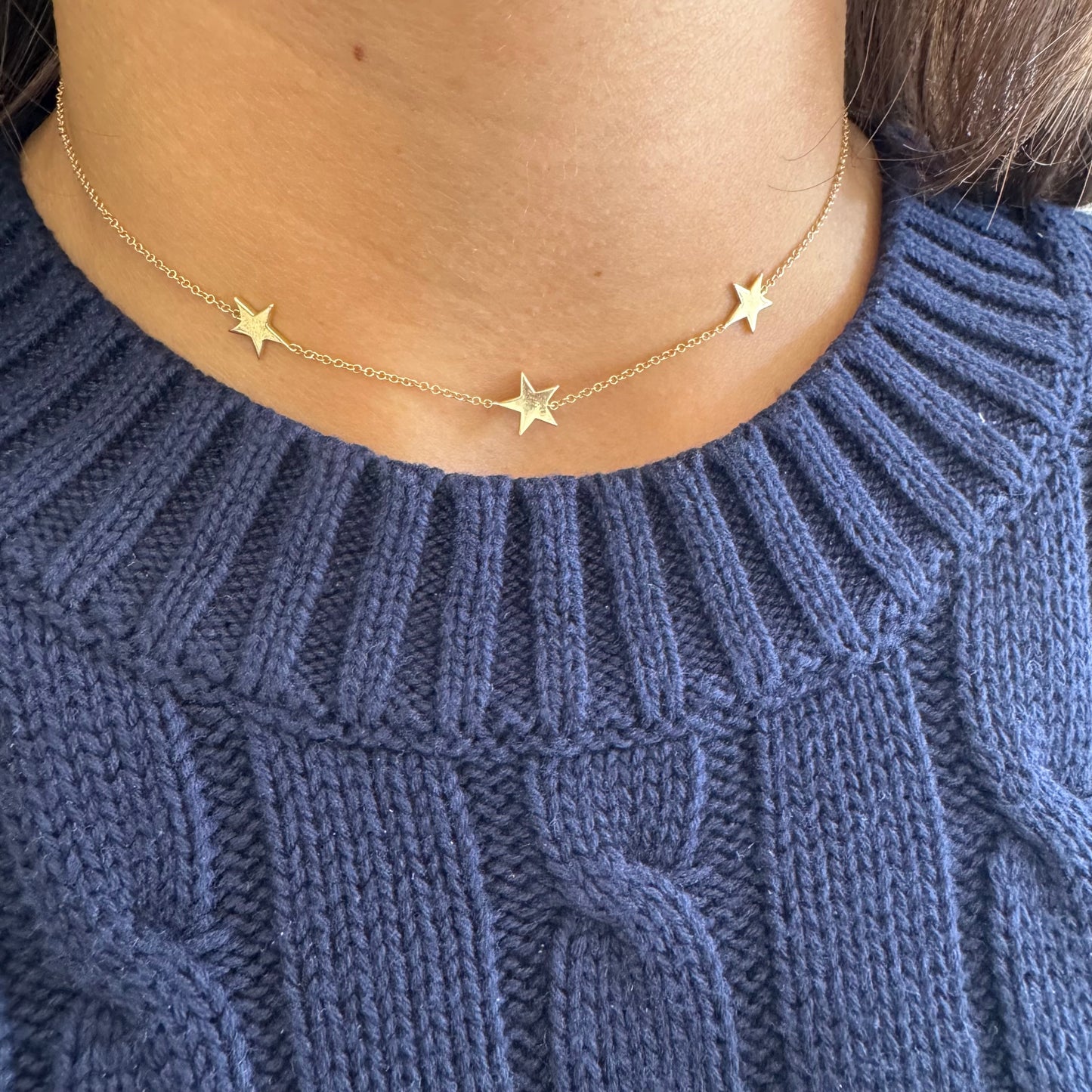 3 Gold Stars Necklace