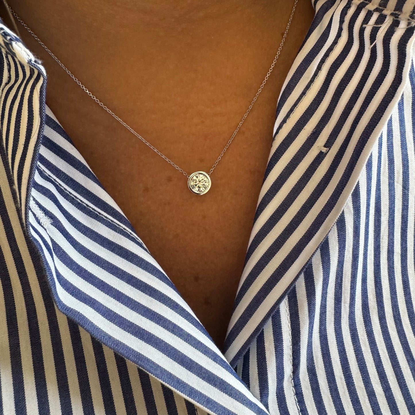 0.80 Carat Bezel Diamond Necklace