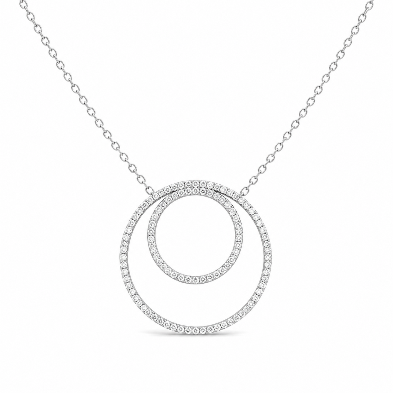 Double Diamond Circle Necklace