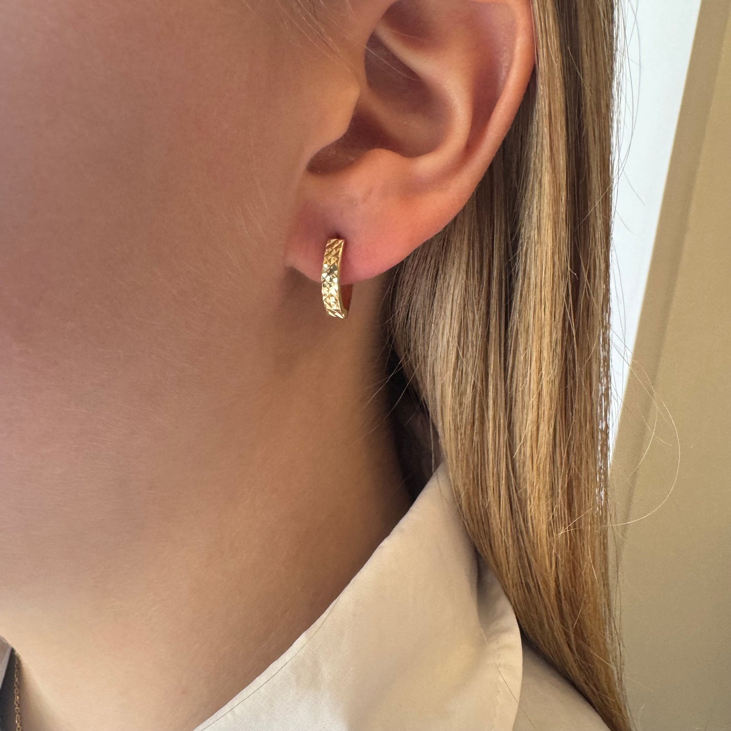 Gold Diamond-Cut Huggies