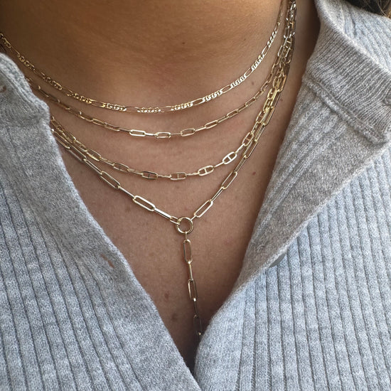 Gold Paperclip Lariat Necklace