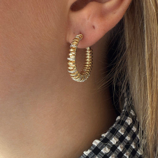 Coiled Gold & Diamonds Hoops