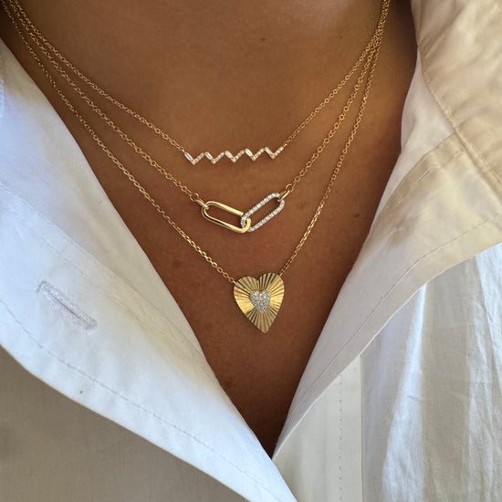 Diamond Fluted Heart Pendent Necklace