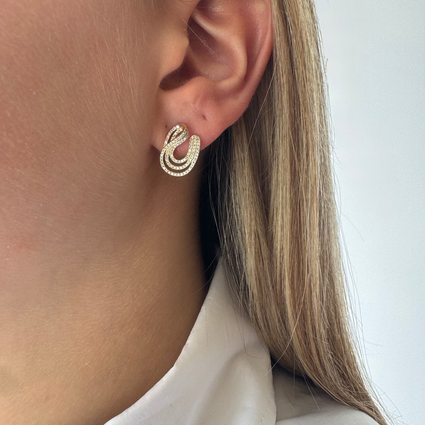 Interlocking Pave Diamond Loop Earrings