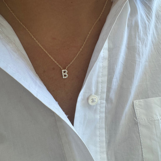 Silver & CZ Initial on Chain Necklace