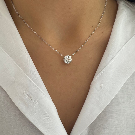 Round Lab Grown Diamond Solitaire on Chain Necklace