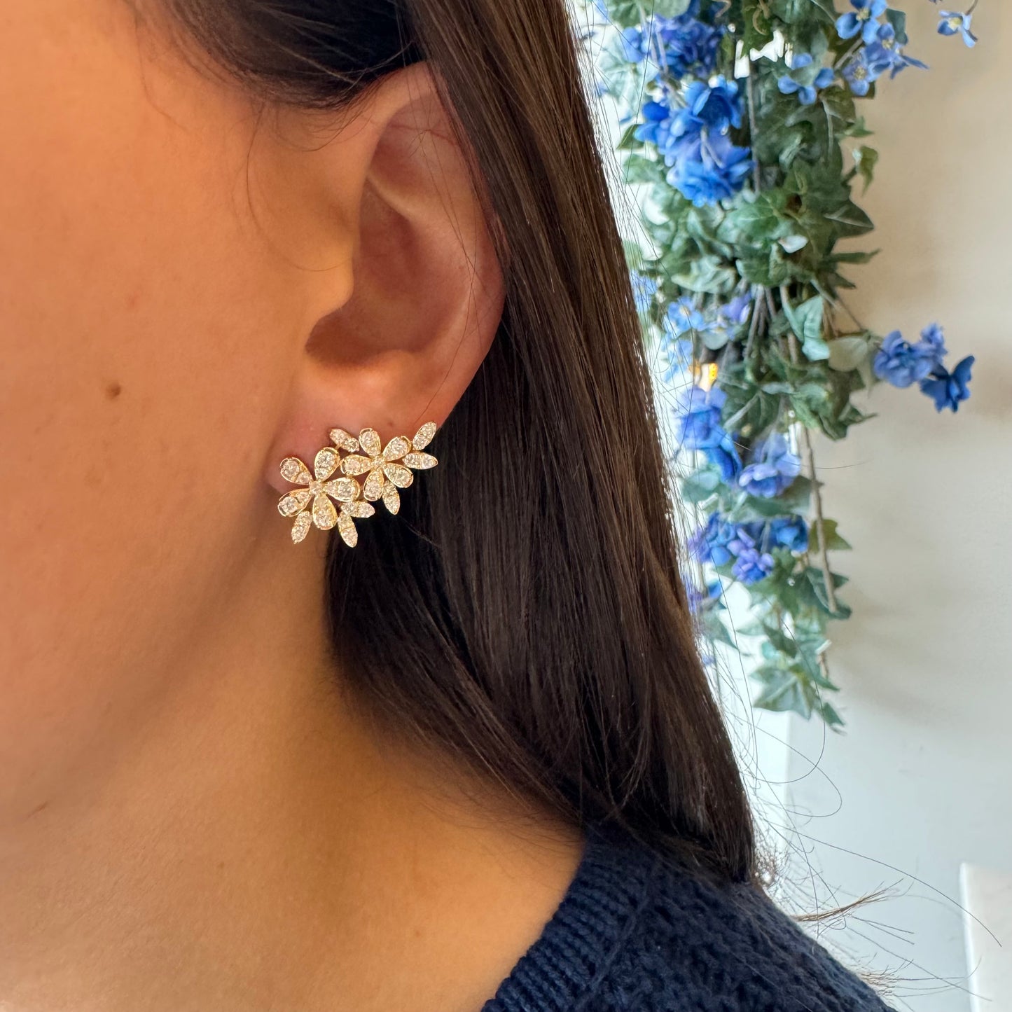 Floral Diamond Cluster Earring