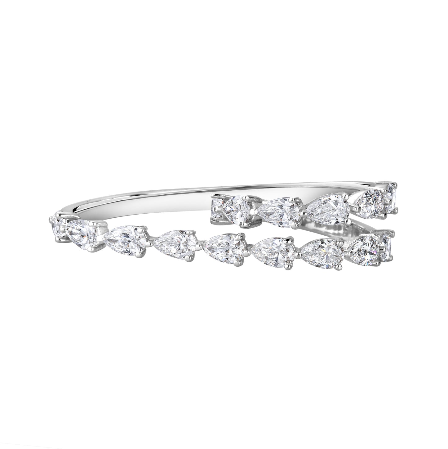Lab Pear Diamond Double Finger Ring
