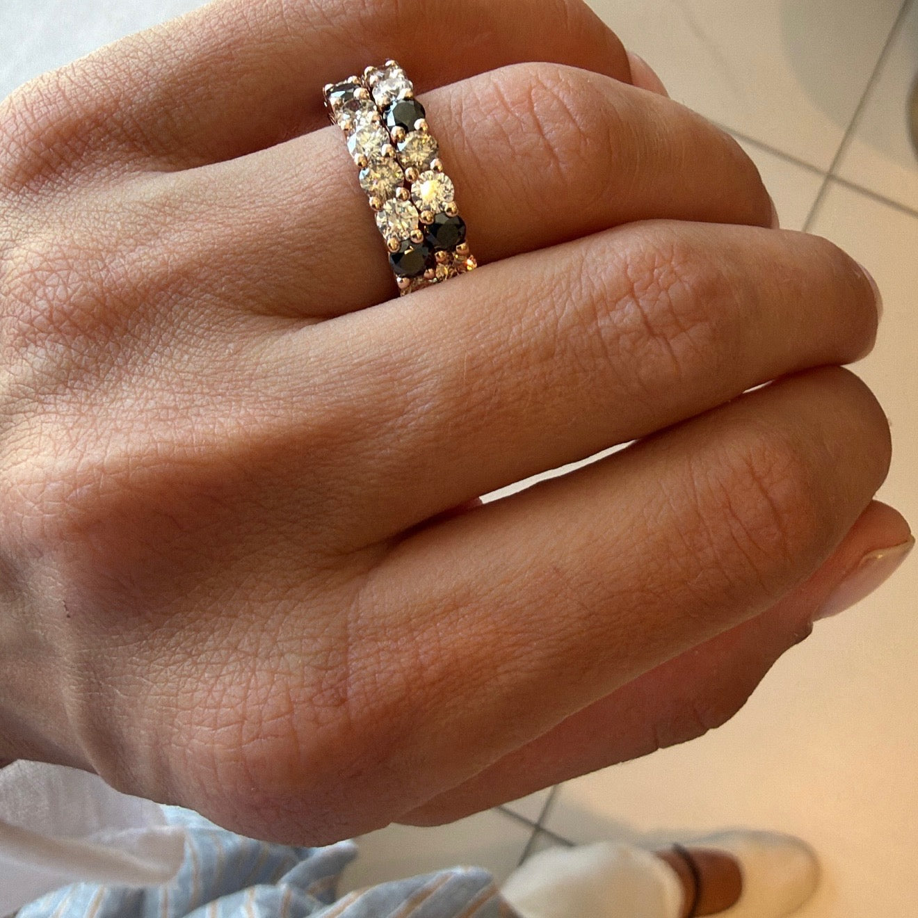 Lab & Natural Tri Color Eternity Band