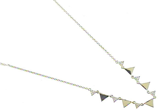 Alternating Gold & Diamond Triangle on Chain Necklace