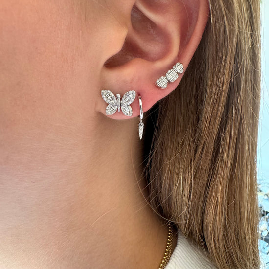 Baguette Diamond Butterfly Earrings