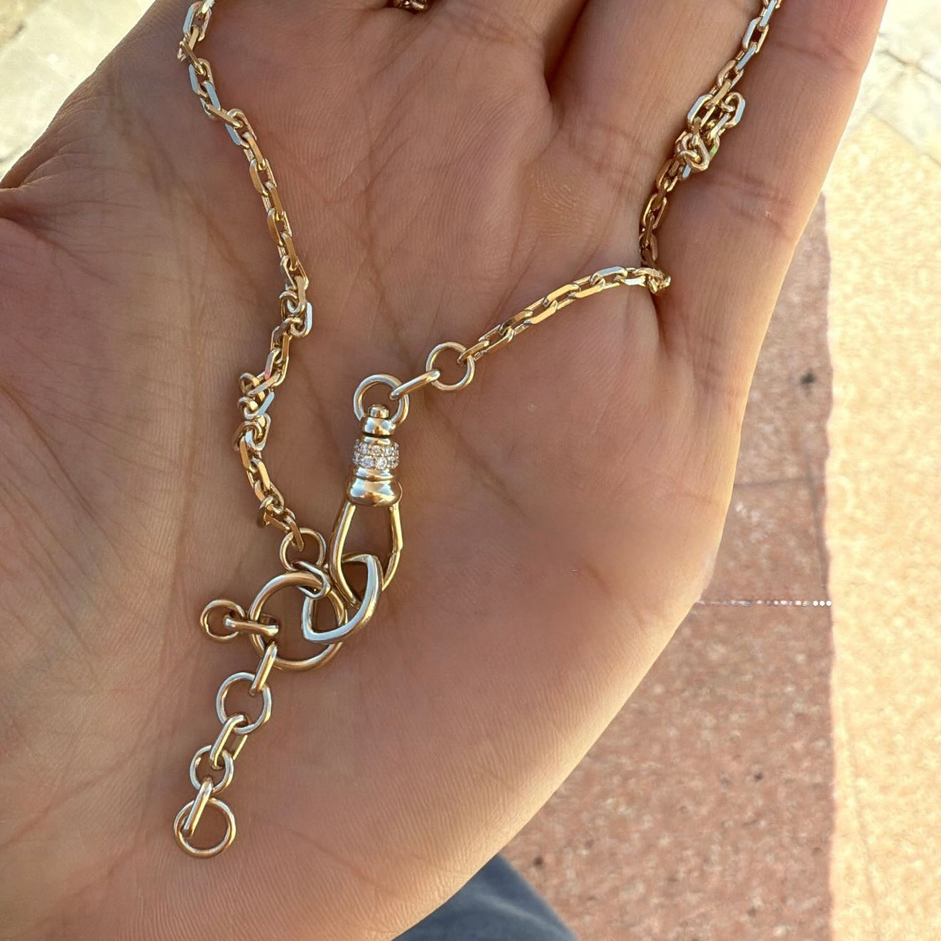 Diamond-Cut Link Chain with Clasp and Extension