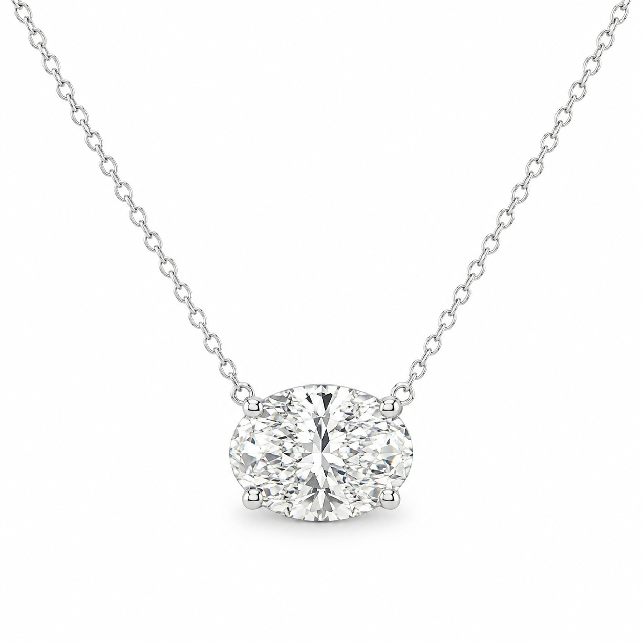Oval Lab Grown Diamond Solitaire on Chain Necklace