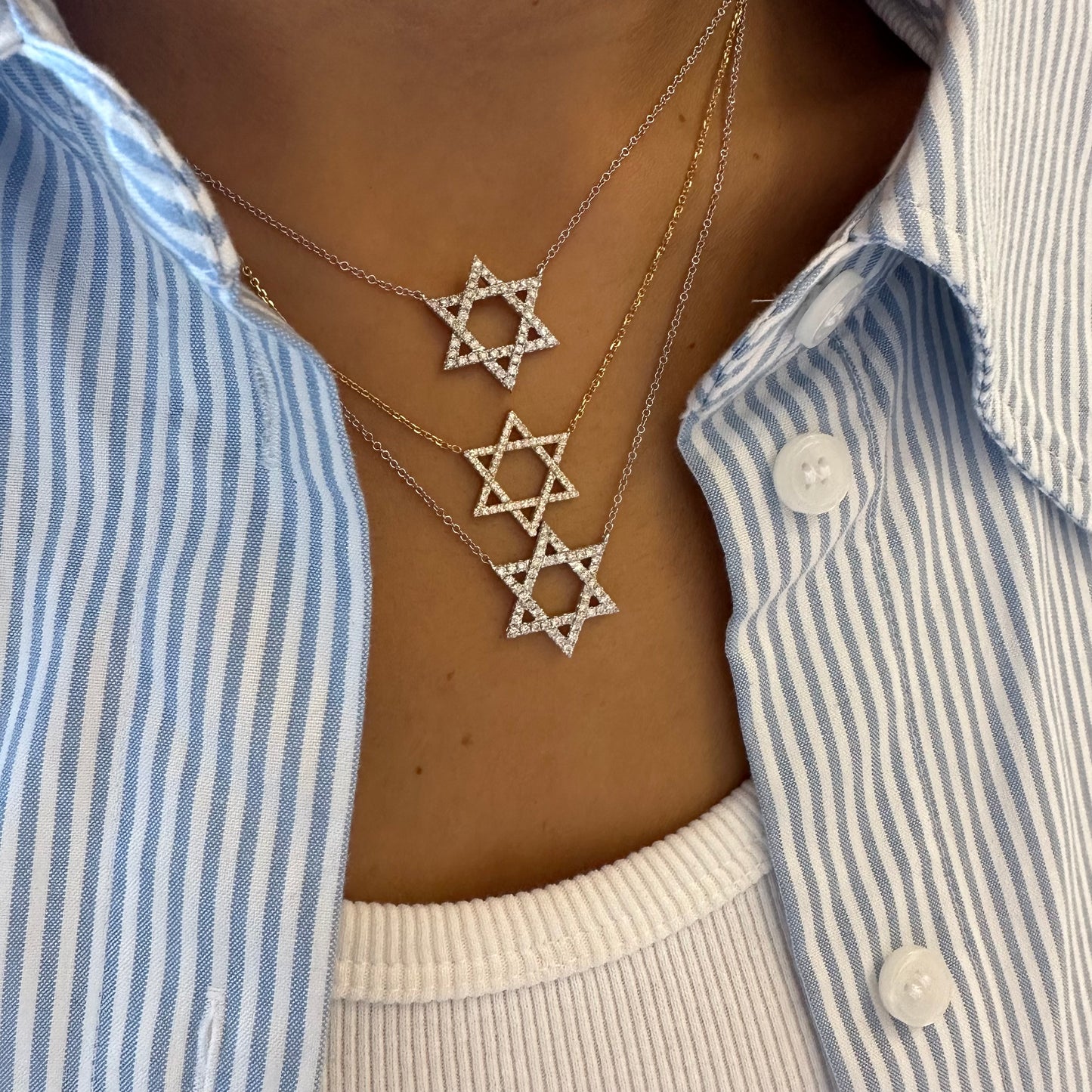 Rose Gold Star of David Charm Necklace