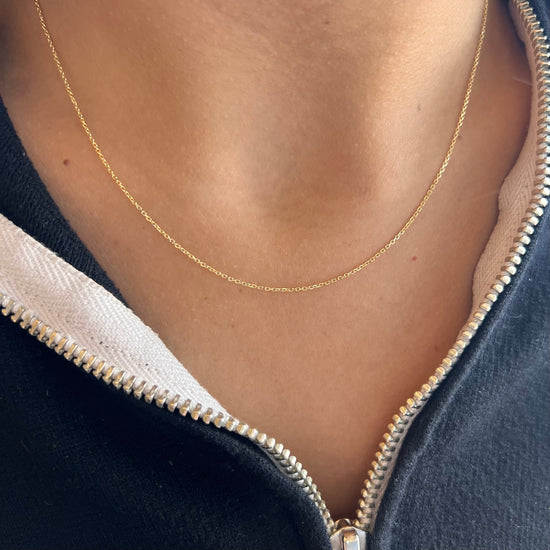 Classic Gold Cable Chain Necklace, 1.2 Grams