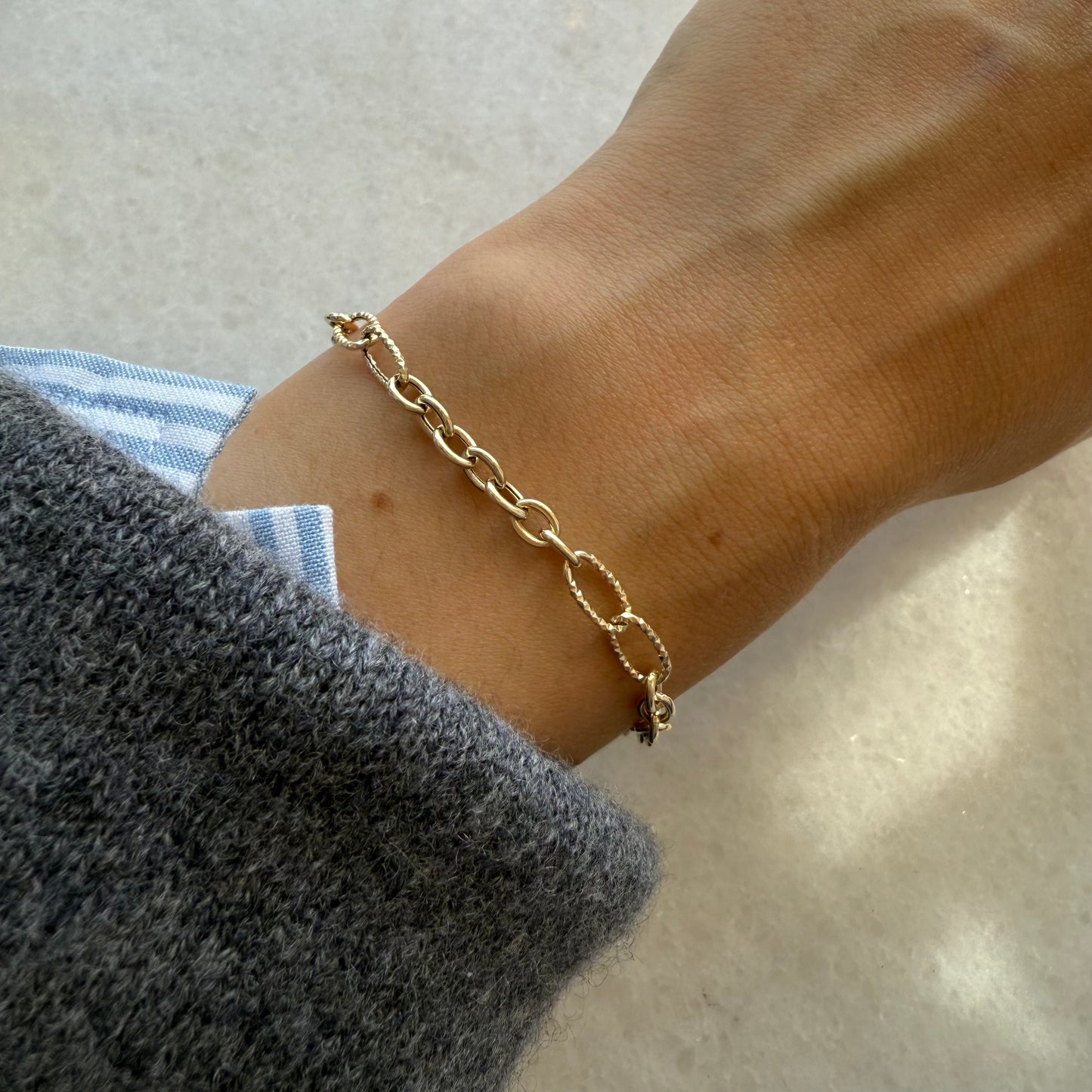 Textured Mixed Link Bracelet