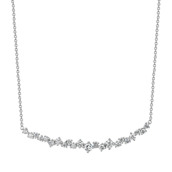 Mixed Diamond Curved Bar Necklace