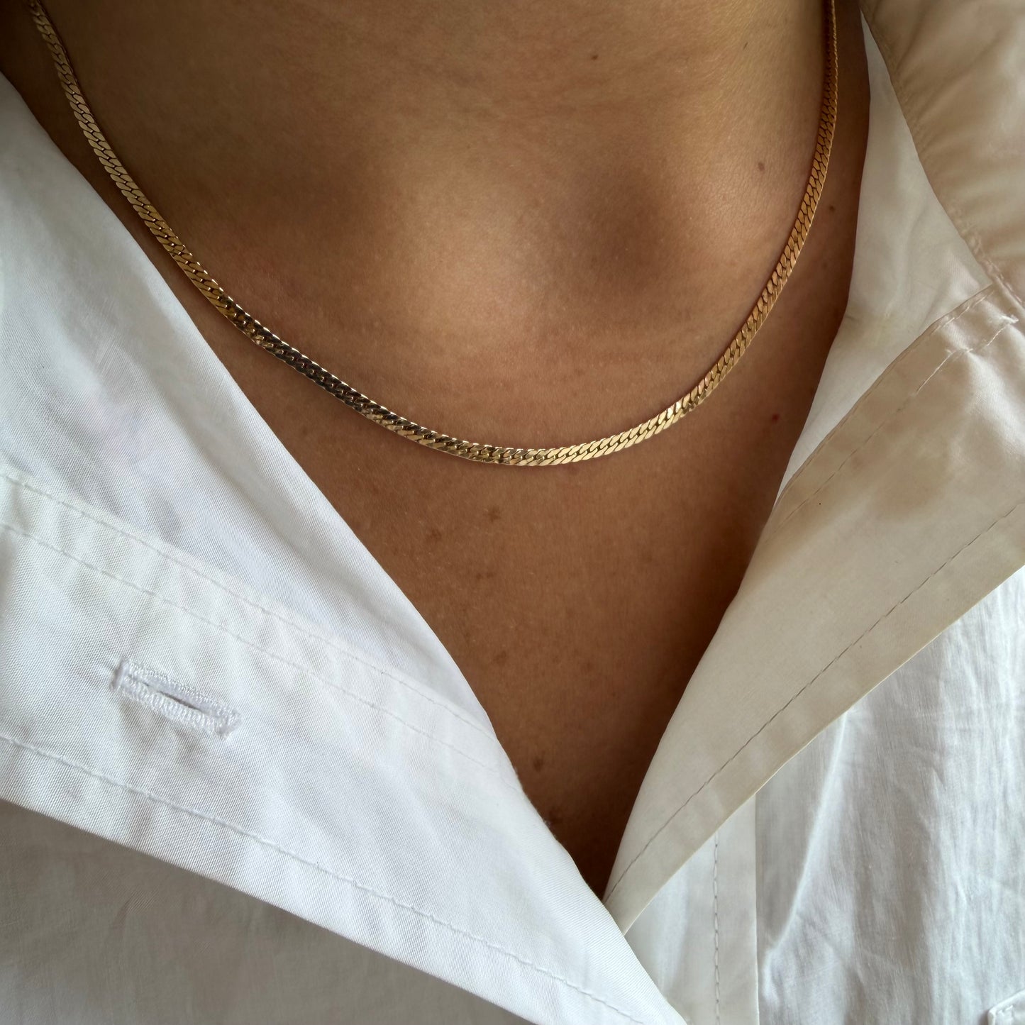 Small Flat Cuban Chain Necklace