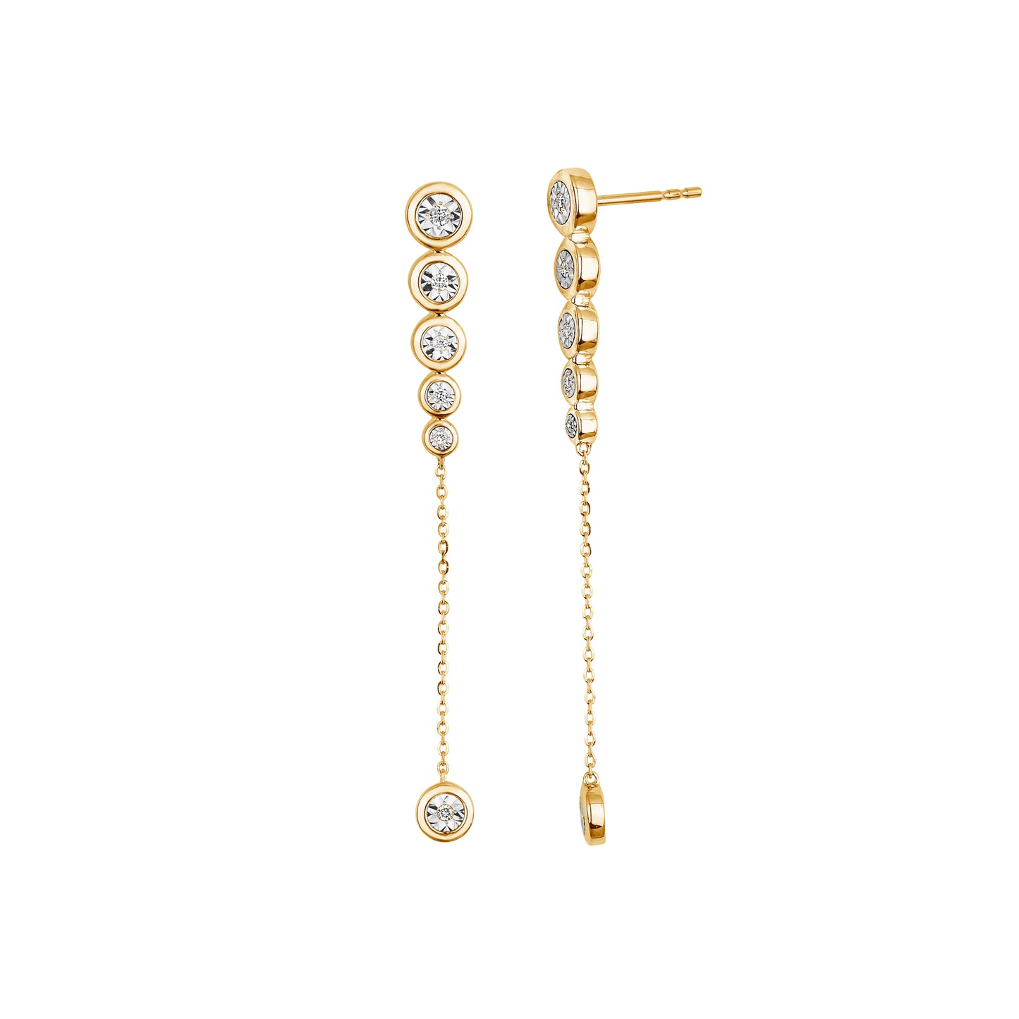 Graduated Diamond Bezel Drop Earrings