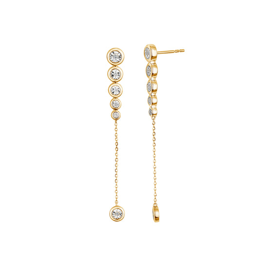 Graduated Diamond Bezel Drop Earrings