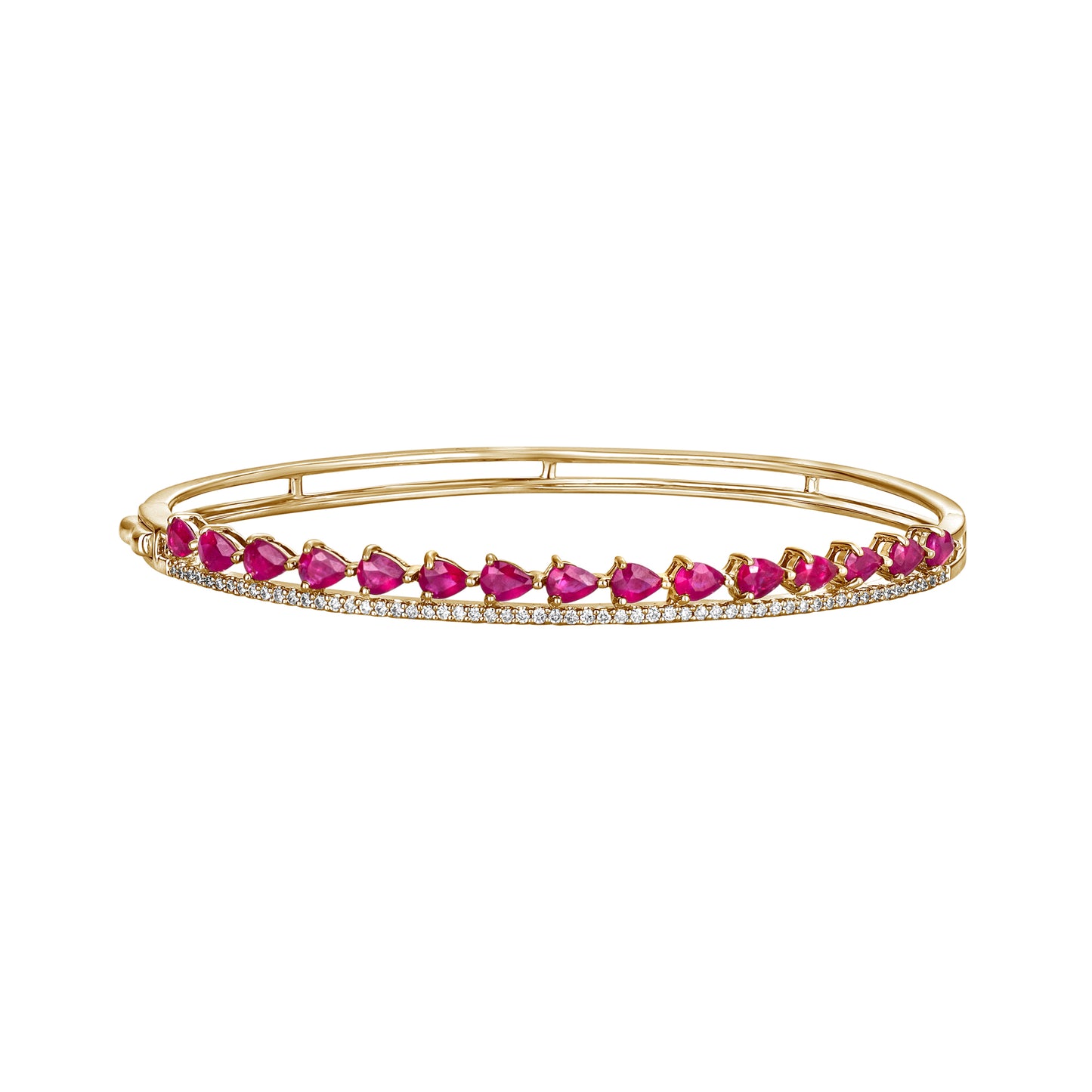 Ruby Pears & Diamond Double Row Bangle