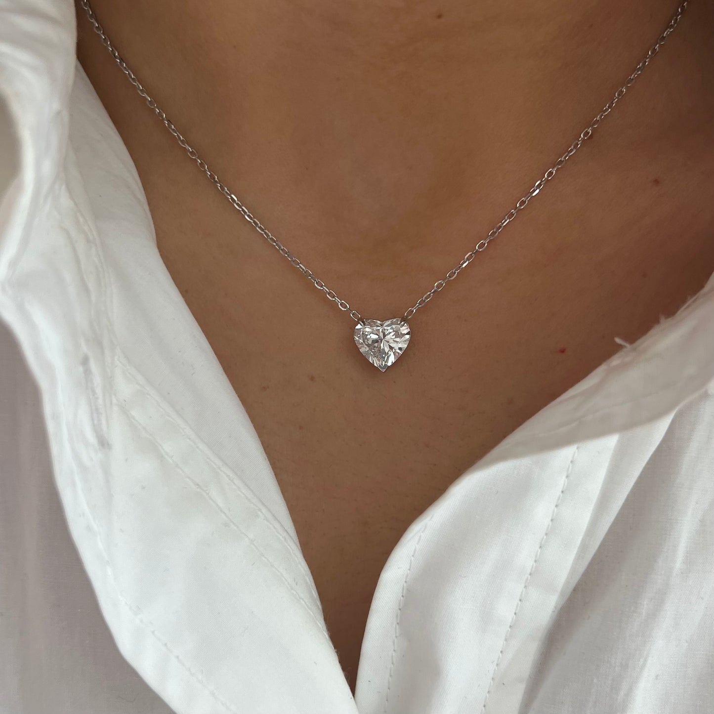 Heart Lab Grown Diamond Solitaire on Chain Necklace