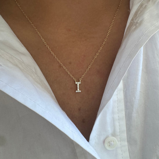 Silver & CZ Initial on Chain Necklace