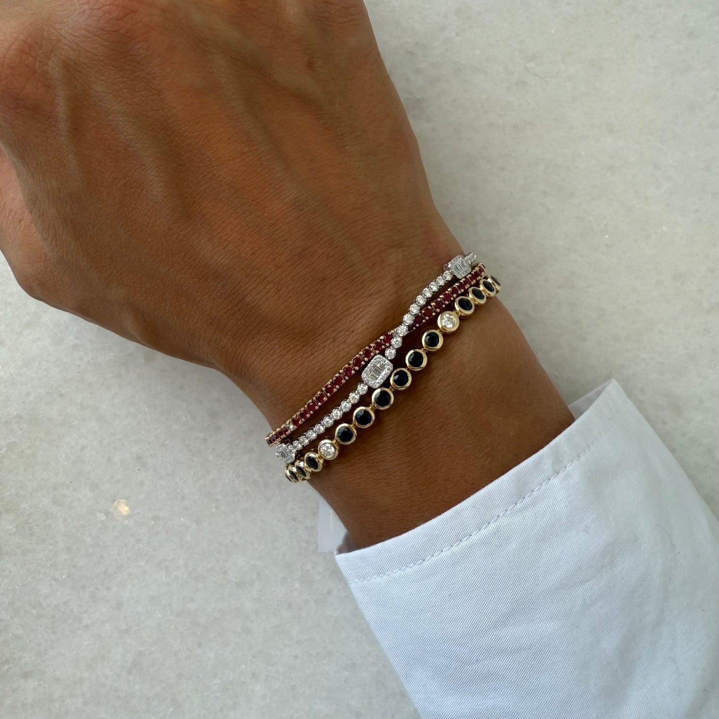 Illusion Emerald Diamond Tennis Bracelet