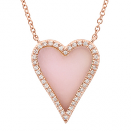 Elongated Rose Gold Pink Heart Necklace