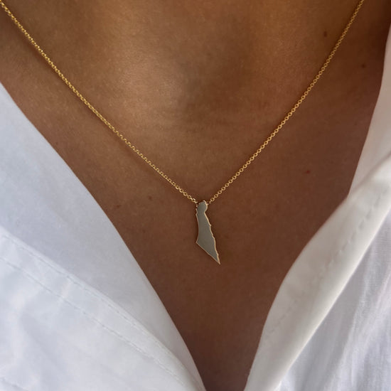 Gold Map Of Israel Necklace