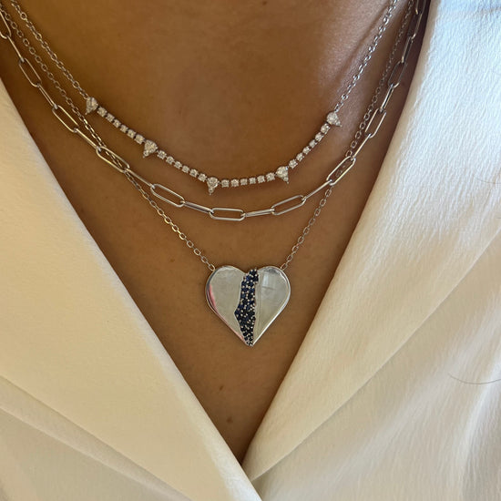 Gold & Blue Sapphire Israel is in my Heart Necklace