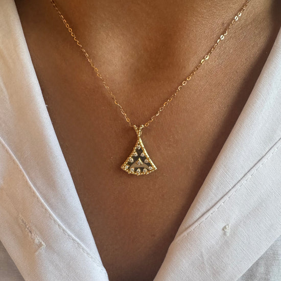 Gold & Diamond Fan Necklace