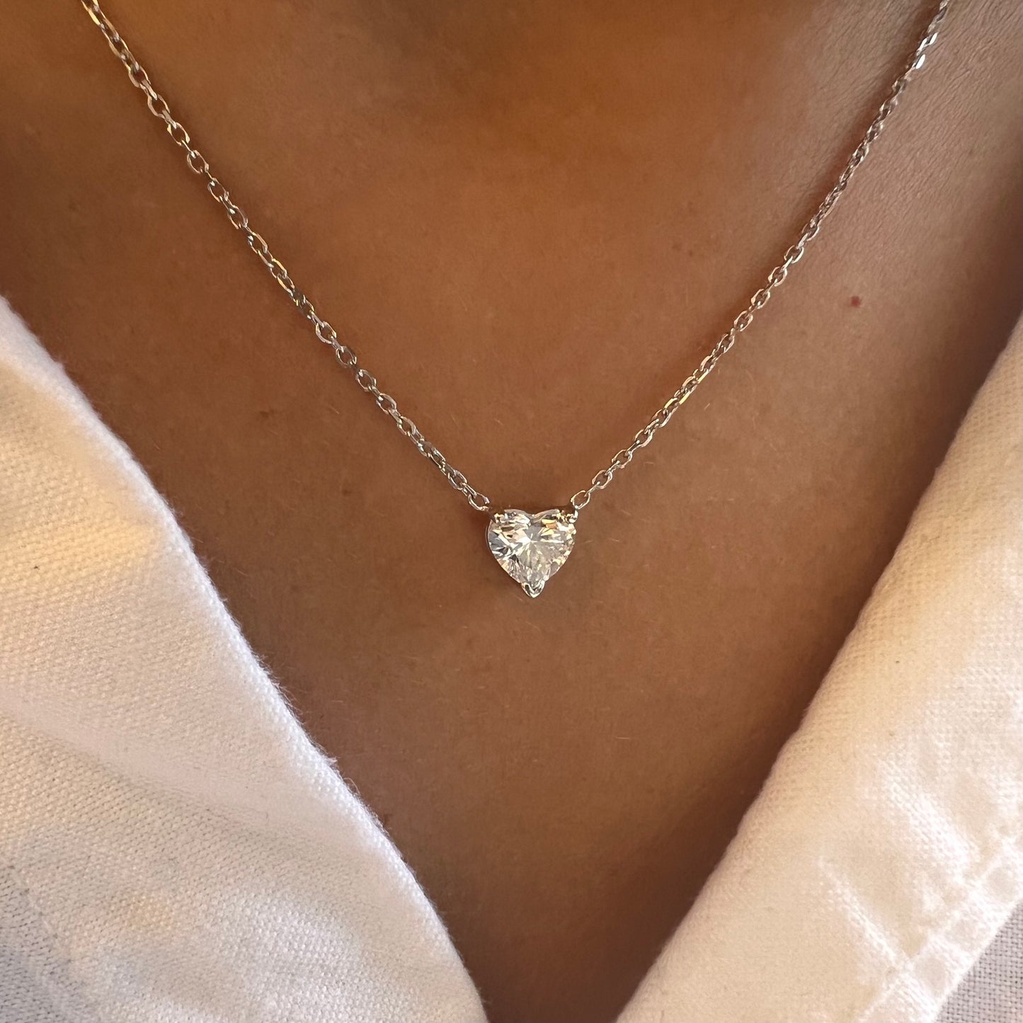 Heart solitaire diamond necklace Clearance