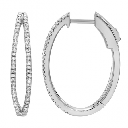 Two Line Pave Diamond Hoops
