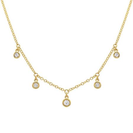 5 Floating Bezel Diamonds on Chain Necklace