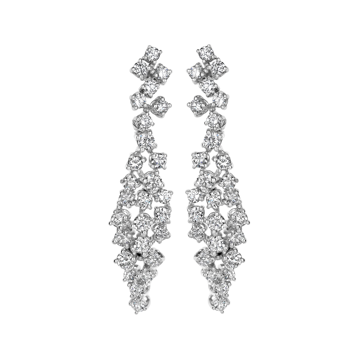 Lab Cluster Diamond Scattered Drop Earrings