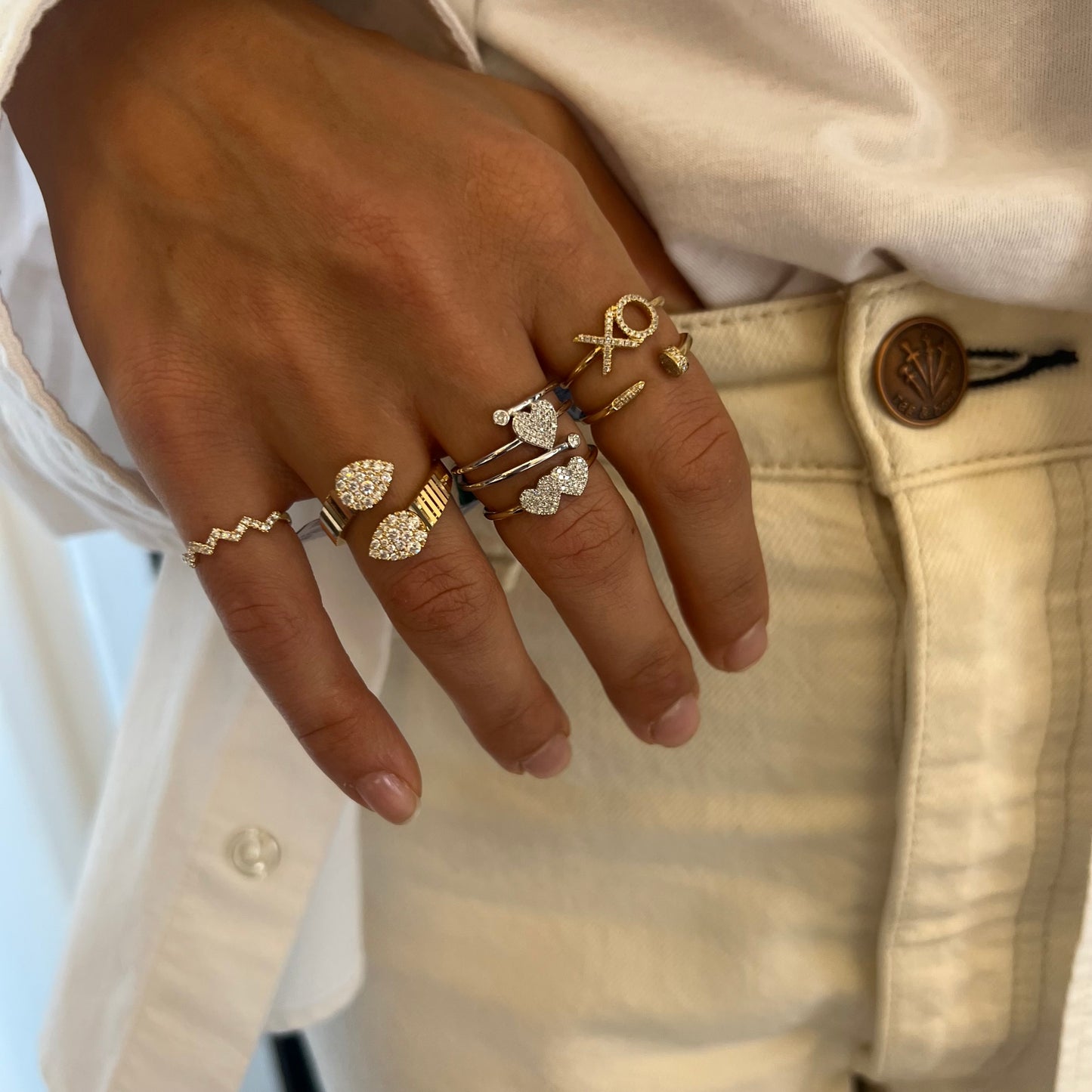 Two-Tone Double Diamond Heart Ring