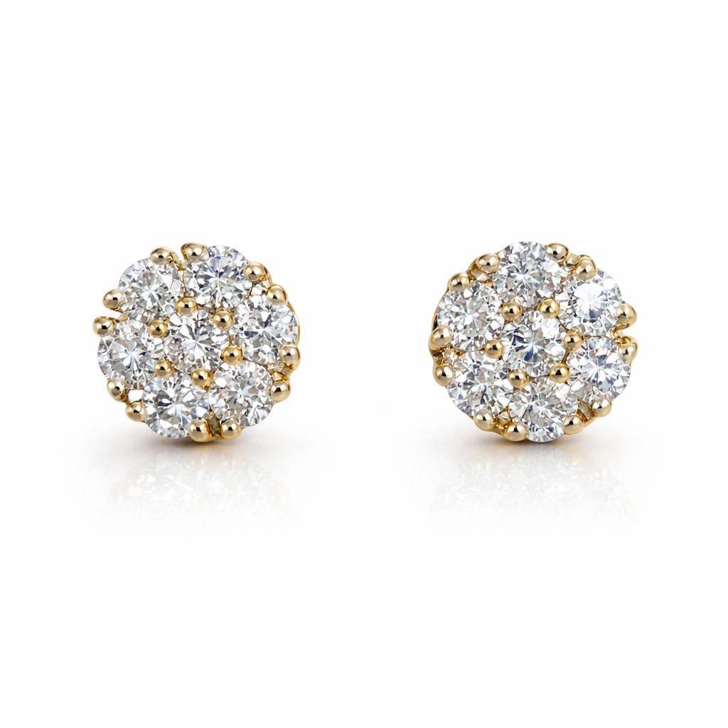 Round Diamond Cluster Earrings