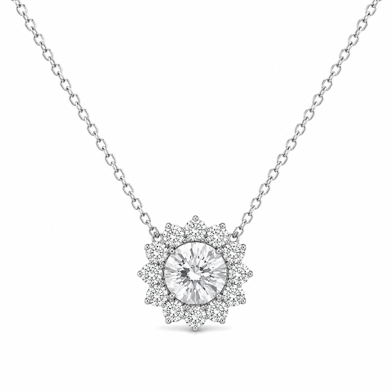 Lab Diamond Flower Necklace