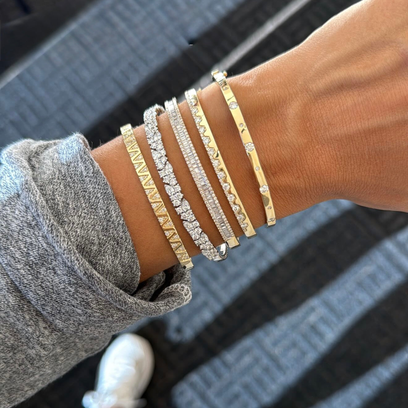 Baguette & Pave Diamond Bangle