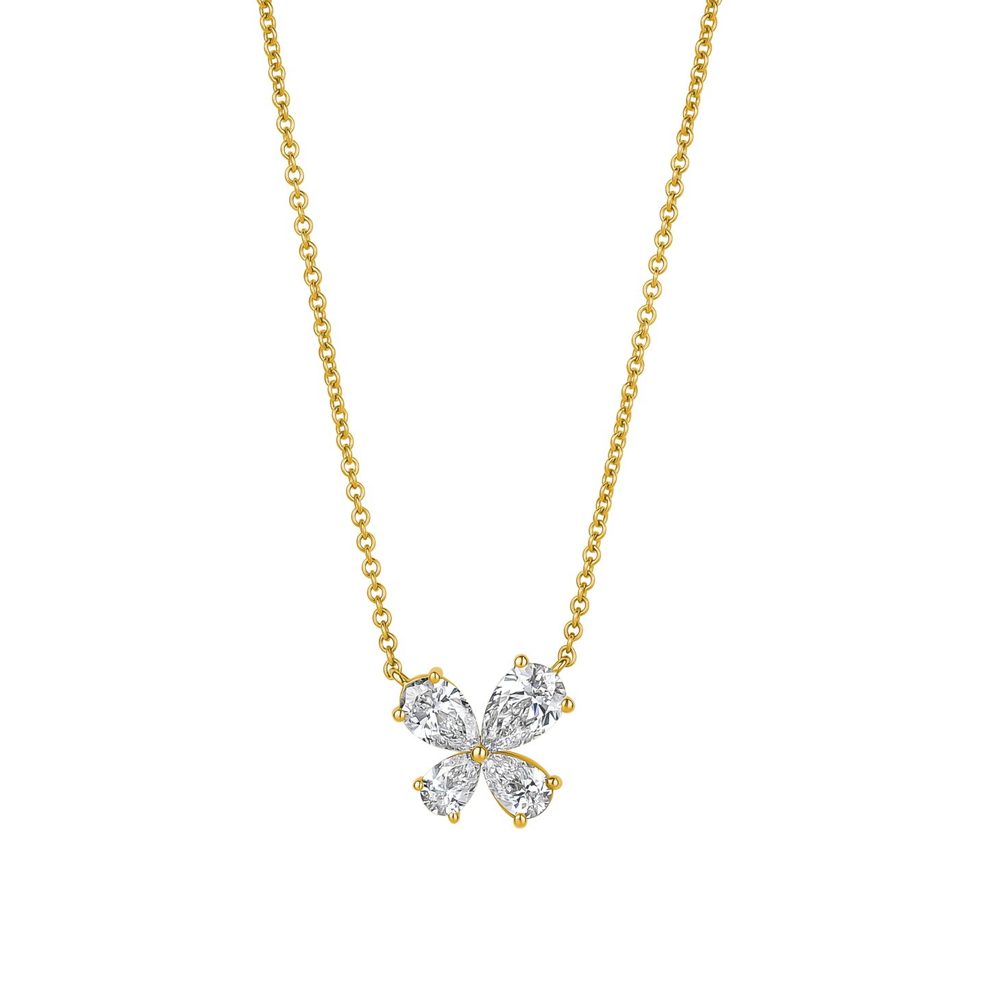 Lab Diamond Big & Small Pear Flower Necklace