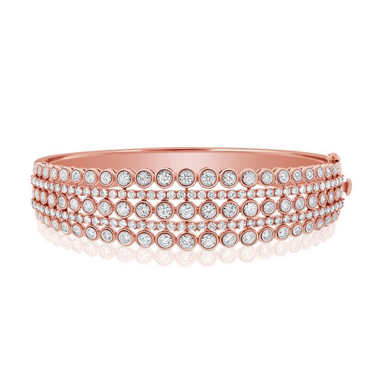 5 Row Bezel & Four Prong Diamond Bangle