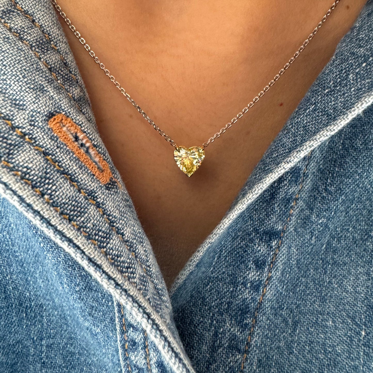 Lab Grown Fancy Intense Yellow Heart Necklace