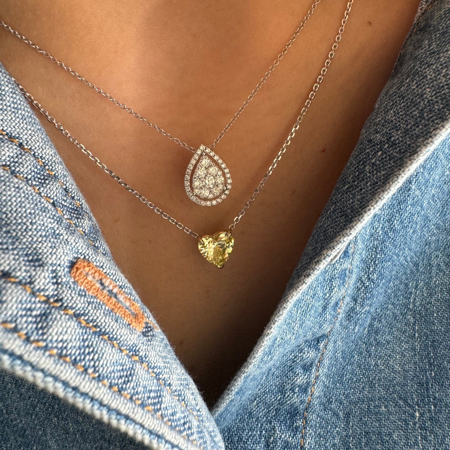 Diamond Pear & Halo Necklace