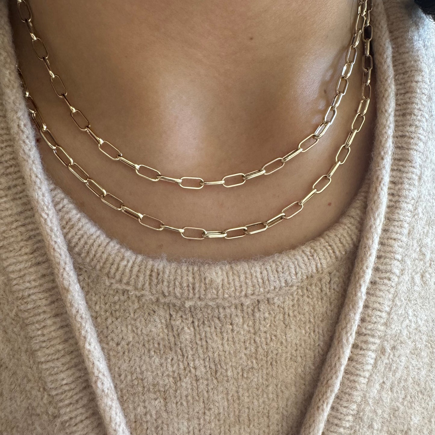 Mini Rectangular Oval Link Necklace