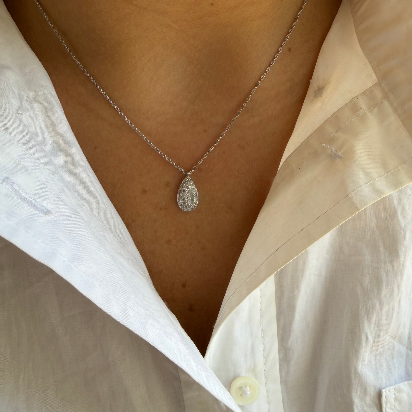Pave Diamond Pear Necklace